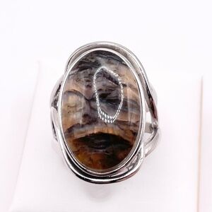 Size 7 Turkish Stick Agate 925 Sterling Silver Ring